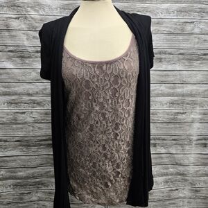 Lavish black and tan maternity top
